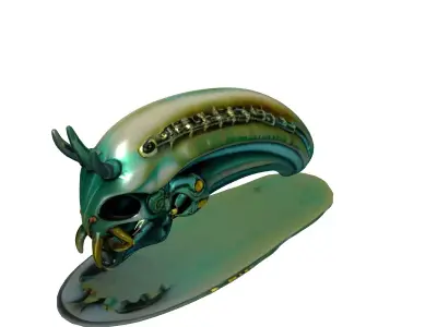 SciFi Alien Cyborg Creature Head Low-poly 3D model