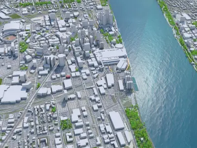 Detroit Downtown Michigan USA Low-poly 3D model