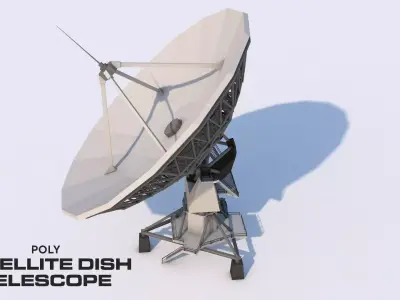 Poly Satellite Dish Telescope Low-poly 3D model
