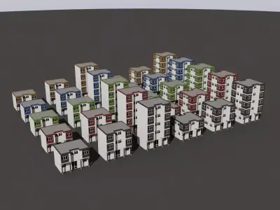 Cartoon Building Low Poly Building A 30 Variant Low-poly 3D model