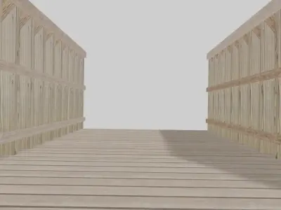 Wooden Bridge Low-poly 3D model 3