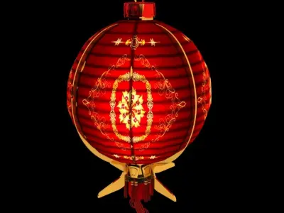 Chinese red lantern Low-poly 3D model