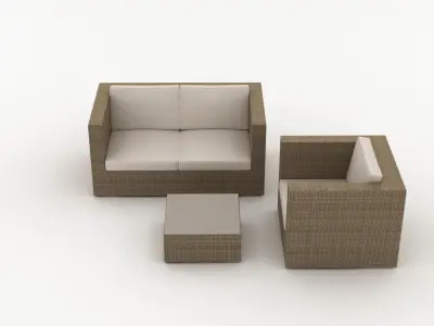 Rattan Garden Furniture Set 002 3D model