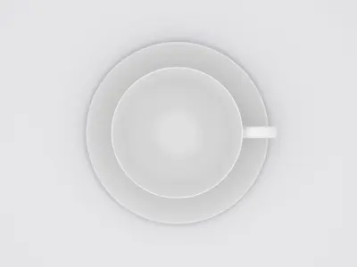 Empty white cup with plate  3D model