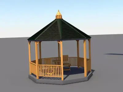 Gazebo 3D model with roof 3D model
