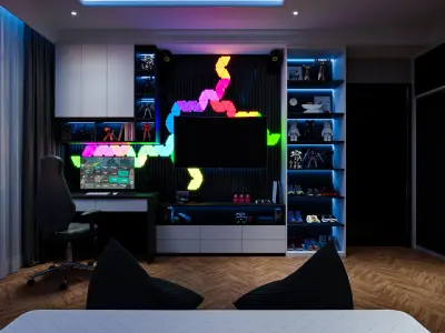 Bedroom Boys Gaming Blender - Fbx - Obj 3D model