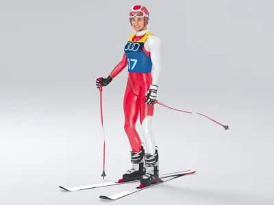  Female Skier Animated HQ Standard License 
