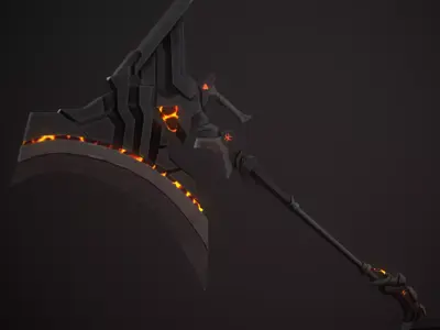 Sci-Fi Battle Axe 3 Low-poly 3D model