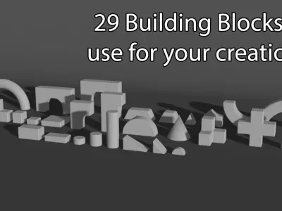 29 Building Blocks for All Types of Structures - Texture Ready Low-poly 3D model