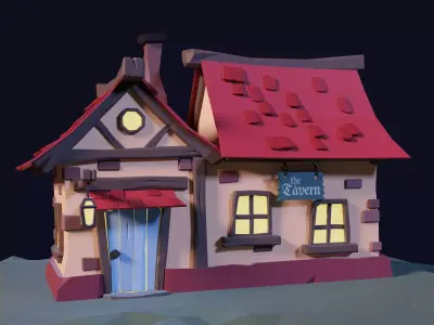 Low poly tavern Low-poly 3D model