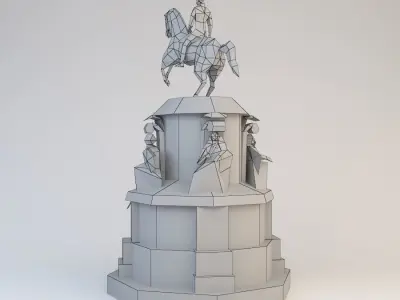 Nicholas 1 statue of man riding horse Low-poly 3D model
