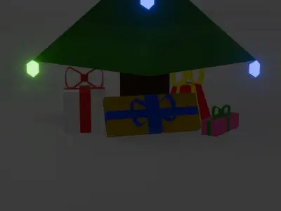 Christmas Tree with Lights and Gifts Low-poly 3D model