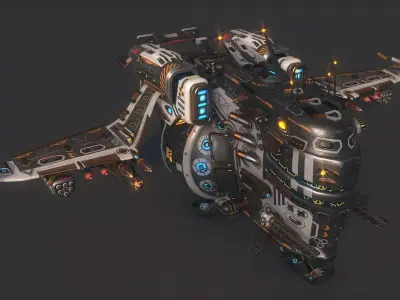 Space Ship 02 Modular Pack Low-poly 3D model