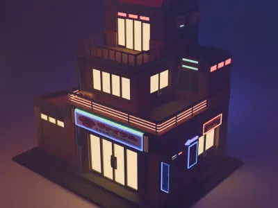 Low Poly 3D Model House Free low-poly 3D model