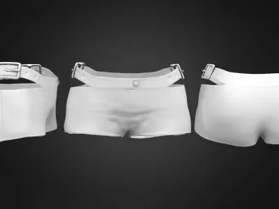 Low Rise Shorts With Cut Out Buckles Low-poly 3D model