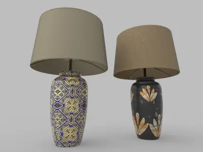 Table lamp in modern style and vintage style Low-poly 3D model