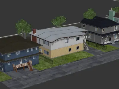 Low Poly Urban City House set Low-poly 3D model