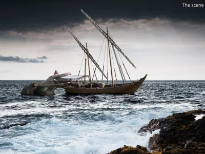  Qatar Dhow Boat with Kraken Rigged for Blender 