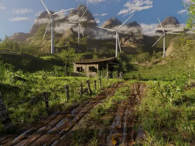 Wind Turbine Scene 3D model