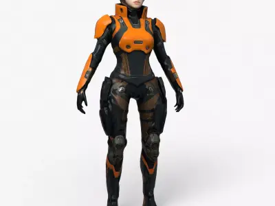 Futuristic Combat Girl Low-poly 3D model