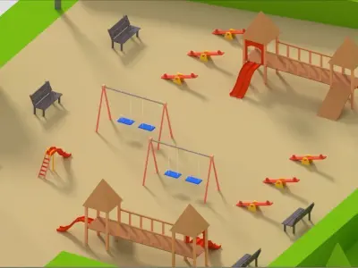 Park with children games Low-poly Low-poly 3D model