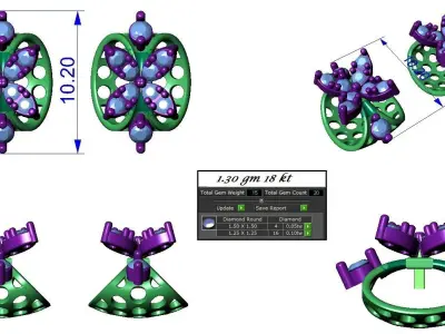 Light wt Pendant Earrings Set 3dm stl obj mtl gltf glb renders  3D print model
