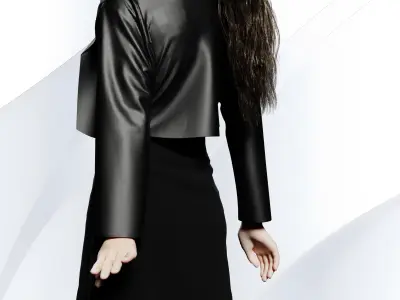 STRAPLESS DRESS WITH SMALL JACKET 3D model