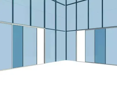 Double Sliding Door Curtain Wall Panel 3D model