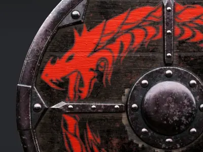 Viking Shield - Dragon 3D model