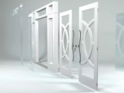 Double Front Doors 3D Model 3D model