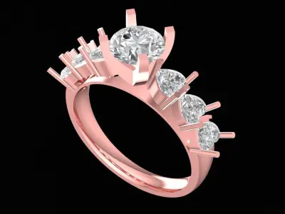 Modern Graduated Diamond Band Ring for Women 3136  3D print model