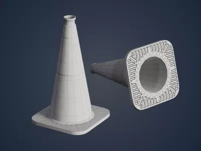 White traffic cone with reflector PBR Game-Ready Low-poly 3D model