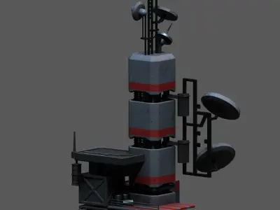 Scifi tower station building exterior skyscraper futuristic  Low-poly 3D model