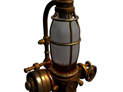 Steampunk Industrial Brass Edison Lamp Low-poly 3D model