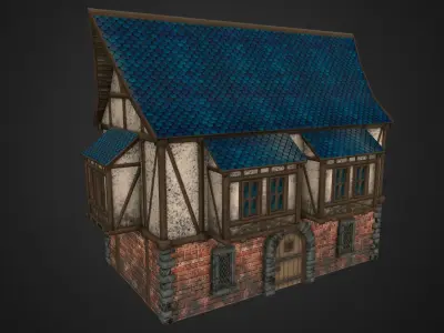 Medieval house Low-poly 3D model