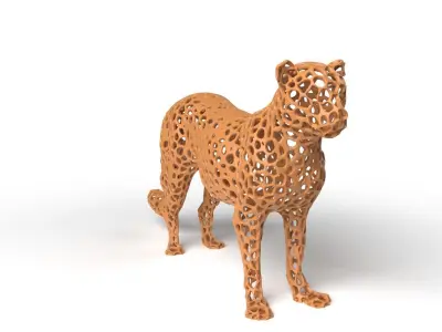 Leopard Voronoi Low-poly 3D model