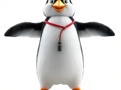 Animated Penguin Character Model Rigged and Animated Low-poly 3D model