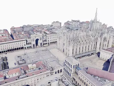 Milan Cathedral - aerial view Low-poly 3D model