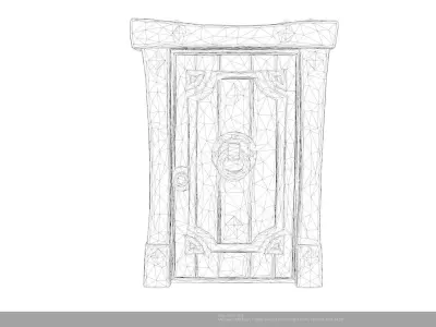 Stylized Medieval Wooden Door 3D Model - AI Low-poly 3D model