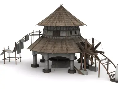 Fantasy Weaving Factory Low-poly 3D model
