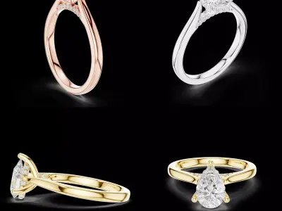 Pear Cut Solitaire Engagement Ring CAD Model Production Ready 3D print model