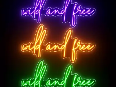 Wild And Free Neon Sign 3D model