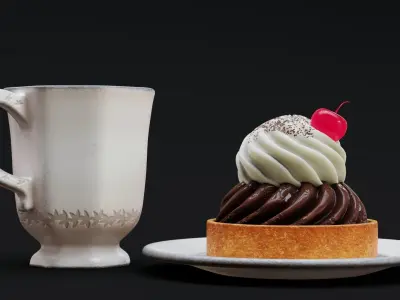 Coffee Cup and Sweet Pie 3D model