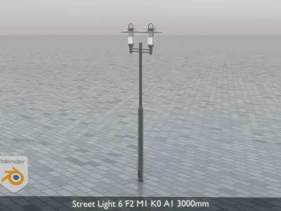 Street Light 6 F2 M1 K0 A1 3000mm Low-poly 3D model