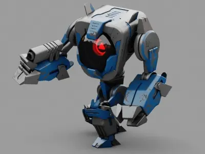 Combat Droid mecha rigged character 3D model
