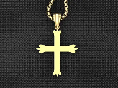 High Cross Pendant Light Gold 18K 3CP067 3D model
