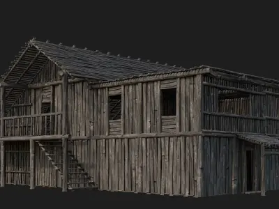 Old Wooden Building 4K Textures GameReady 182 Low-poly 3D model