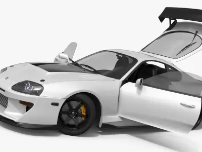  Toyota Supra Mk4 Carbon Aero Kit White Rigged for Maya 
