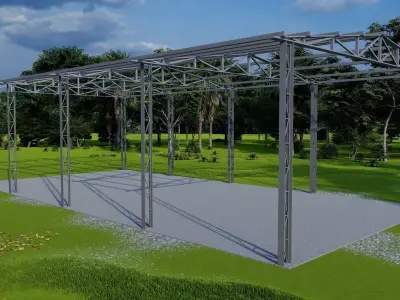 Metal Truss Shed 3D model