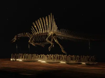 Spinosaurus Diorama Swimming Skeleton 3D print model
